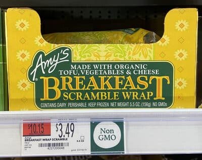 Cheddar Cheese Made with Organic Tofu, Vegetables & Cheese Breakfast Scramble Wrap