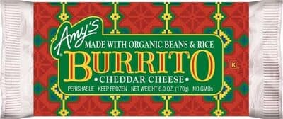 Cheddar Cheese Burrito Made With Organic Beans & Rice