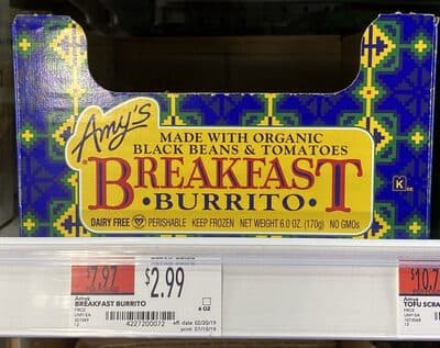 Breakfast Burrito Made With Organic Black Beans & Tomatoes