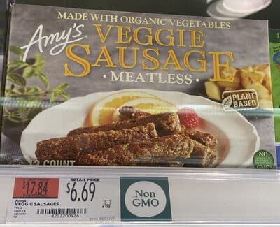Meatless Made with Organic Vegetables Veggie Sausage