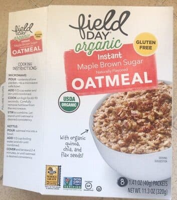 Oatmeal Flavored Organic Instant Maple Brown Sugar