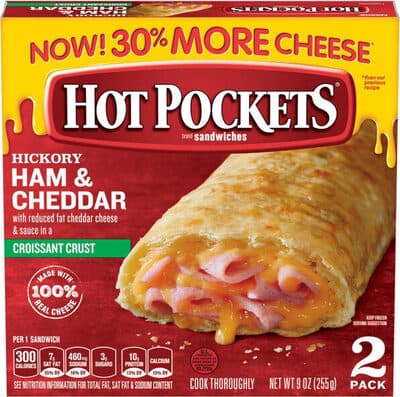 Hickory Ham & Cheddar with Reduced Fat Cheddar Cheese & Sauce in a Croissant Crust Sandwiches