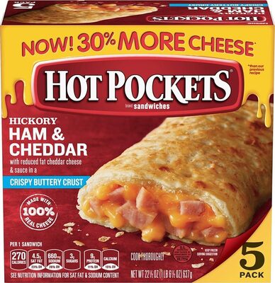 Hickory Ham & Cheddar with Reduced Fat Cheddar Cheese & Sauce in a Crispy Buttery Crust Sandwiches