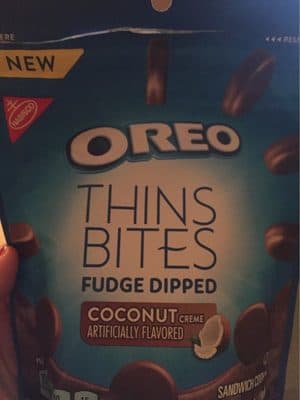 Coconut Creme Flavored Fudge Dipped Sandwich Cookies