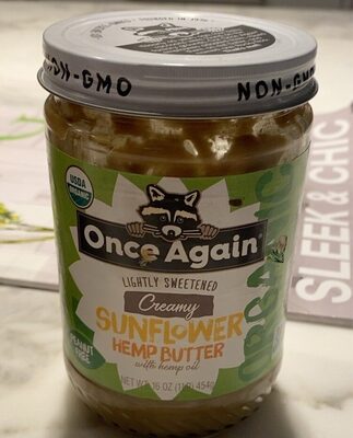 Creamy Lightly Sweetened Organic Sunflower Hemp Butter With Hemp Oil
