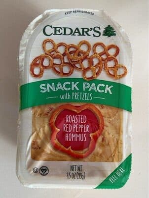 Snack Pack Roasted Red Pepper Hommus with Pretzels
