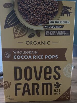 Doves Farm wholegrain cocoa rice pops