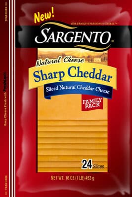 Sliced Natural Cheddar Cheese, Sharp Cheddar