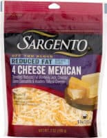 4 Cheese Mexican Reduced Fat Monterey Jack, Asadero, Cheddar & Quesadilla Traditional Cut Shredded Natural Cheeses