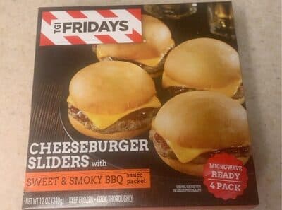 T I Friday's Anytime! Sliders Cheeseburger