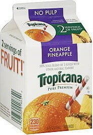 Orange Pineapple No Pulp Blend of Orange, Pineapple and Peach Juices Partially from Concentrate