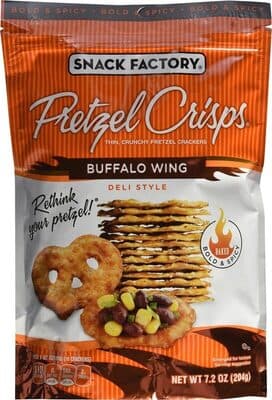 BUFFALO WING THIN, CRUNCHY PRETZEL CRACKERS