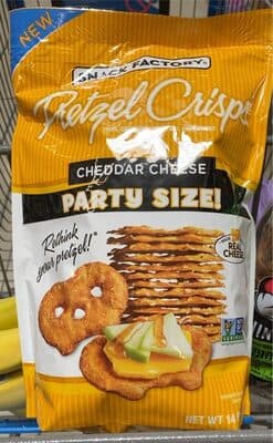Pretzel Crisps Party Size Cheddar Cheese Pretzel Crackers