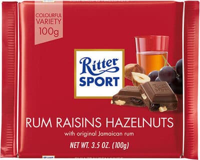 RITTER SPORT, RUM RAISINS HAZELNUTS