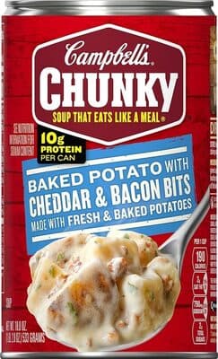 Baked Potato with Cheddar & Bacon Bits Soup