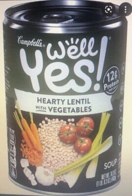 Hearty Lentil With Vegetables Soup With Chickpeas & Roasted Garlic