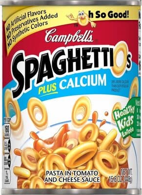 CAMPBELL'S, SPAGHETTIOS, PASTA IN TOMATO AND CHEESE SAUCE