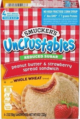 Peanut Butter & Strawberry Spread Sandwich on Whole Wheat Bread