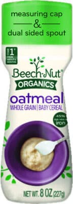 Beech nut oatmeal whole grain baby cereal