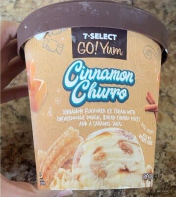 Cinnamon Churro Cinnamon Flavored Ice Cream With Snickerdoodle Dough, Baked Churro Pieces And A Caramel Swirl
