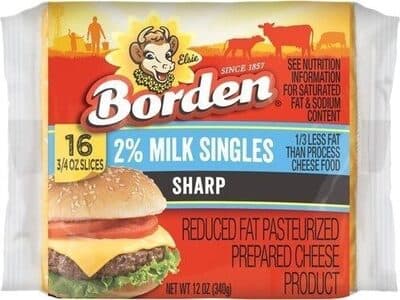 Sharp Reduced Fat Singles Pasteurized Prepared Cheese Product