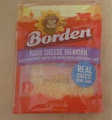 Four Cheese Mexican A Blend Of Finely Shredded Cheddar, Monterey Jack, Asadero & Queso Blanco Cheese
