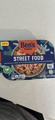 Street Food Jamaican Jerk Style Red Beans & Rice with Chicken