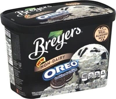 Cookies & Cream Vanilla Flavor Cookie Pieces Non-Dairy Frozen Almond Milk Dessert