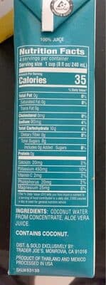 Trader Joe's, Coconut Water With Aloe Vera Juice