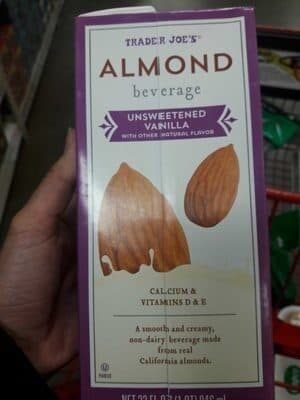 TRADER JOE'S ALMOND BEVERAGE, UNSWEETENED VANILLA