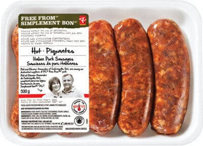 Hot italian pork sausages