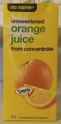 Unsweetened Orange Juice from Concentrate