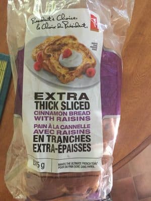 Extra thick sliced cinnamon bread with raisins