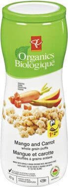 Mango and carrot whole grain puffs puffed cereal