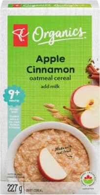 Apple cinnamon oatmeal cereal baby