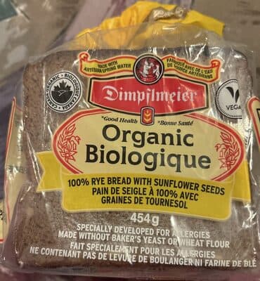Organic 100% Rye Bread with Sunflower Seeds
