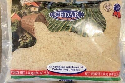 Riz grain long partiellement cuit