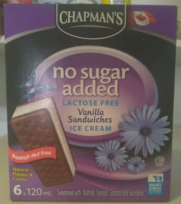 No Sugar Added Lactose Free Vanilla Ice Cream Sandwiches