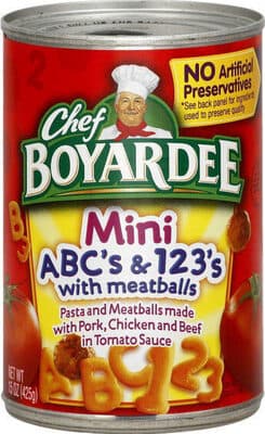 Mini ABC's & 123's with Meatballs Pasta in Tomato Sauce