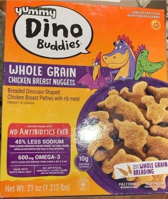 Whole Grain Chicken Breast Nuggets Breaded Dinosaur-Shaped Chicken Breast Patties With Rib Meat