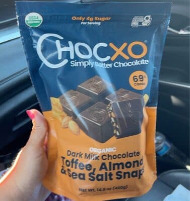 Organic Dark Chocolate Toffee Almond And Sea Salt Snaps