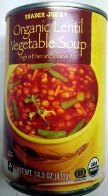 Organic lentil vegetable soup