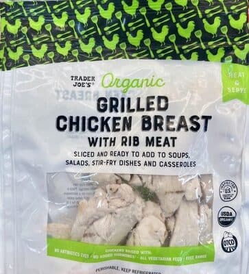 Organic grilled chicken breast with rib meat