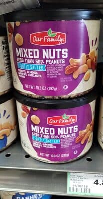Lightly Salted Mixed Nuts Peanuts, Almonds, Cashews, Filberts, Pecans