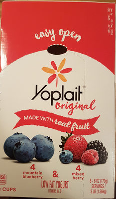 Original Low Fat Yogurt, Mountain Blueberry, Mixed Berry