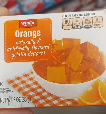 Orange naturally and artificially flavored gelatin dessert