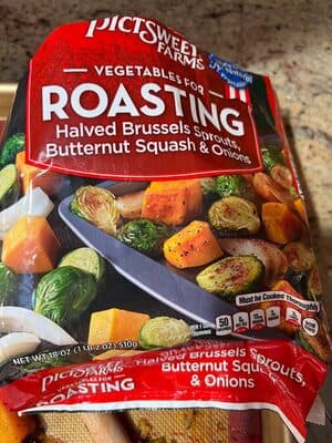 Halved Brussels Sprouts, Butternut Squash & Onions Vegetables for Roasting