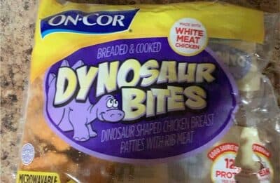 Breaded Dinosaur Shaped Chicken Patties Bites
