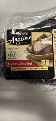 SMITHFIELD ANYTIME FAVORITES, HICKORY SMOKED BONELESS HAM STEAK