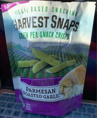 Parmesan Roasted Garlic Green Pea Snack Crisps